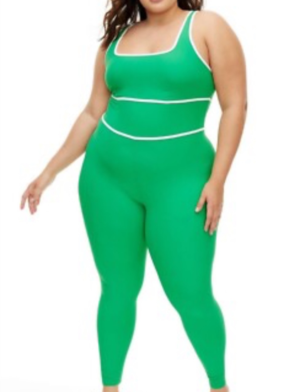Diane Von Furstenberg Green Racerback Jumpsuit with White Trim NWT